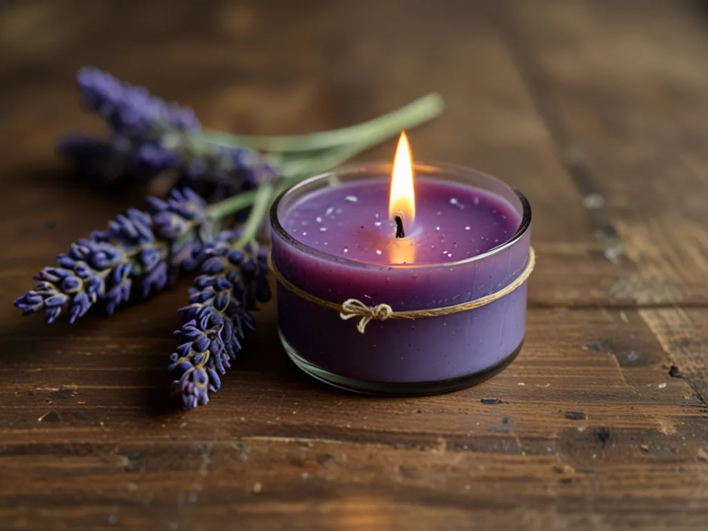 Vela artesanal con aroma a lavanda