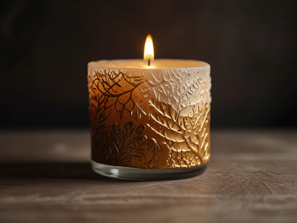 Vela decorativa con textura artesanal