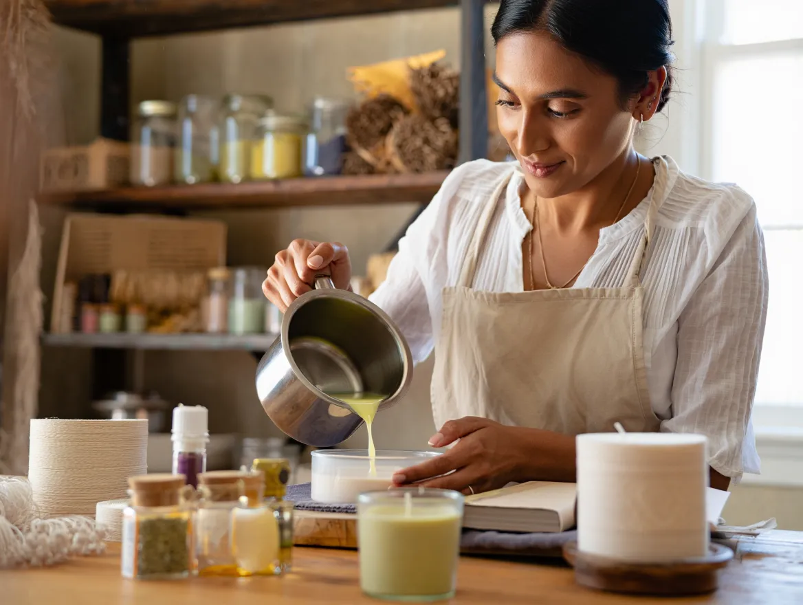 Proceso artesanal de creación de velas