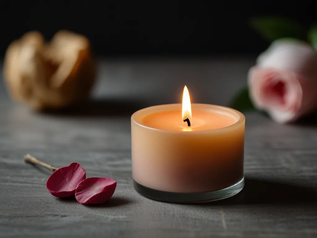 Vela con fragancia de sándalo y rosa