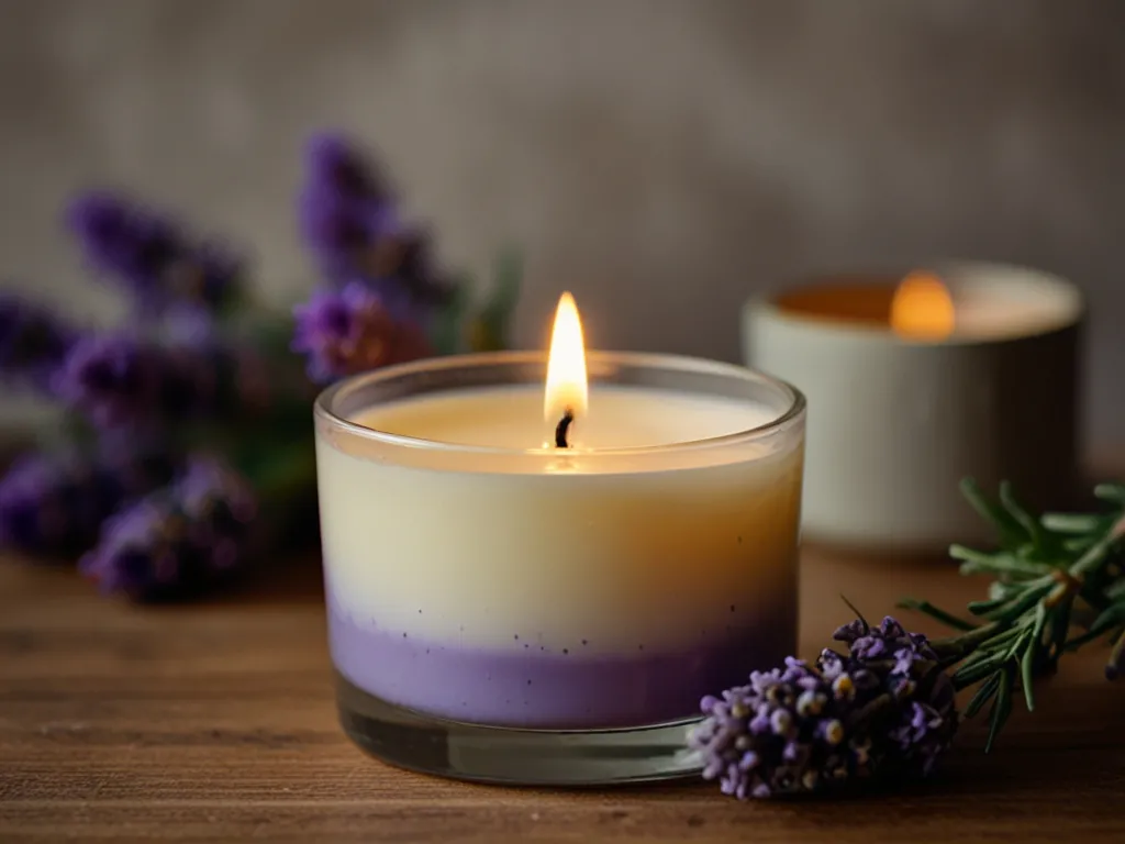 Vela con aroma a lavanda y manzanilla