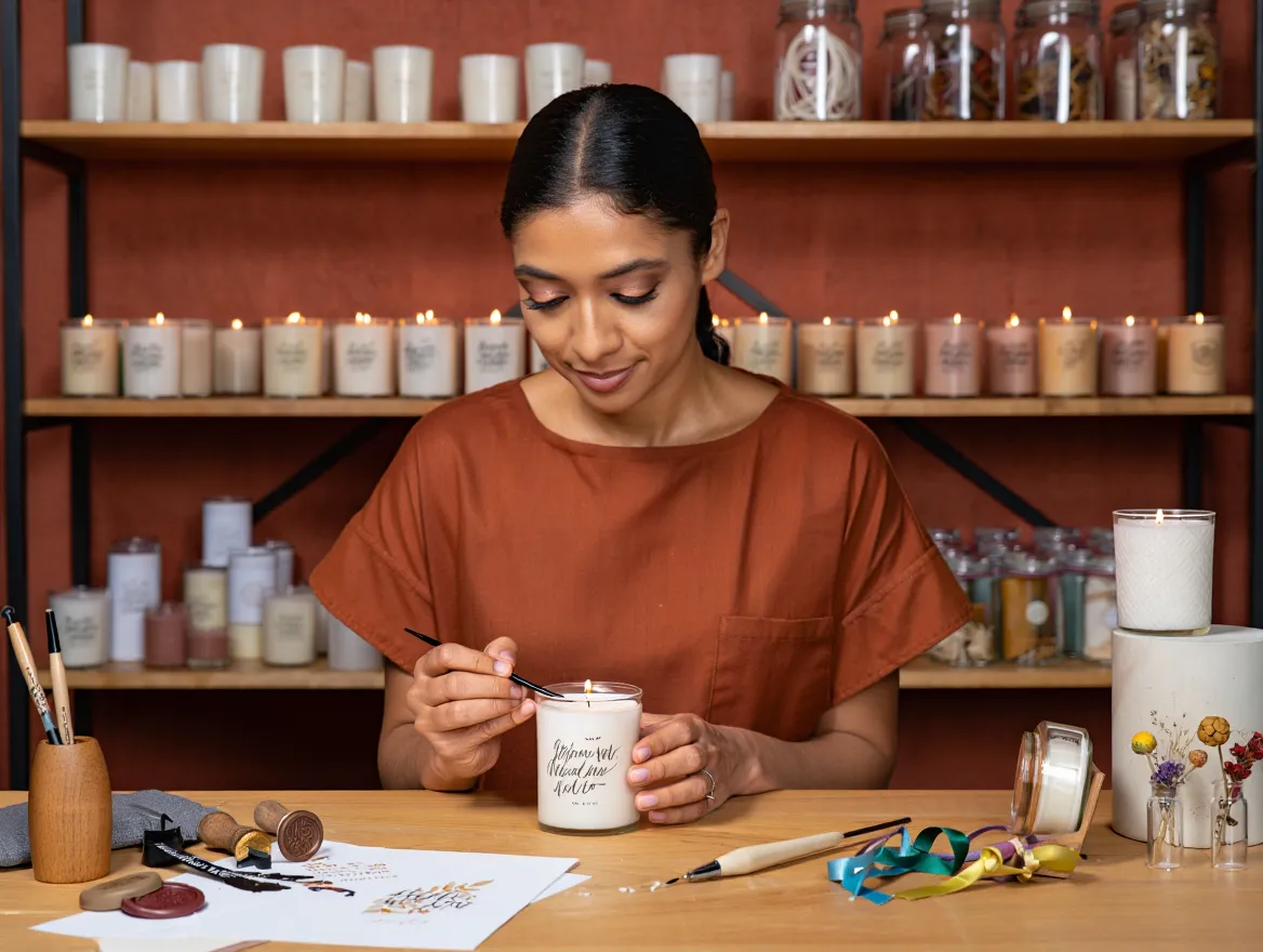 Proceso creativo de personalización de velas